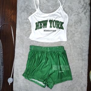 Silky New York Manhattan Green & White Lounge Set